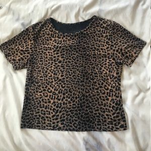 True vintage 90s leopard print sheer crop tee